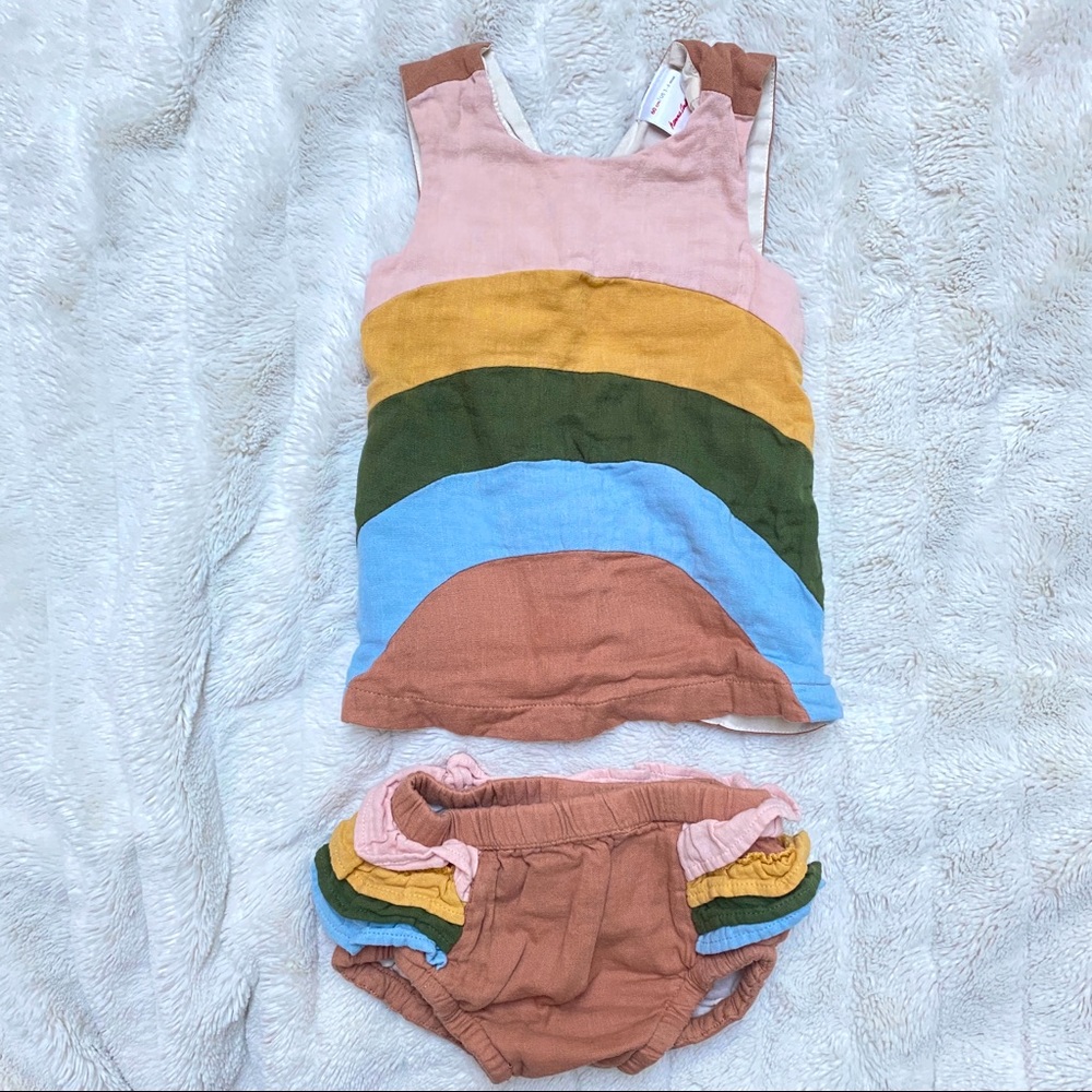 Hannah Andersson 3-6M organic cotton two piece with ruffle bloomers